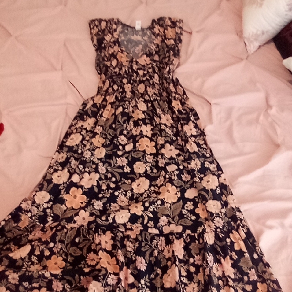 Floral Black and Cream Dress